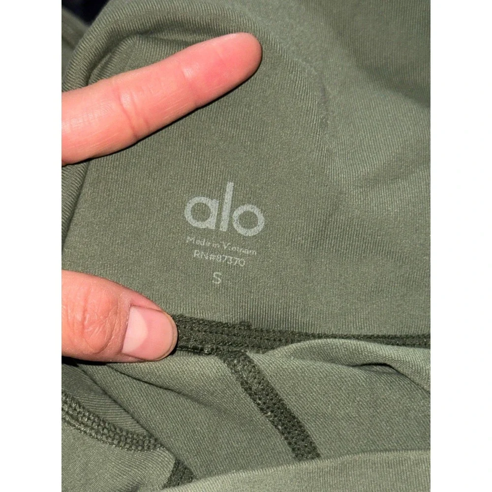 Alo Yoga Leggings Womens Green Moto High‎ Rise Panel Activewear Workout Size S